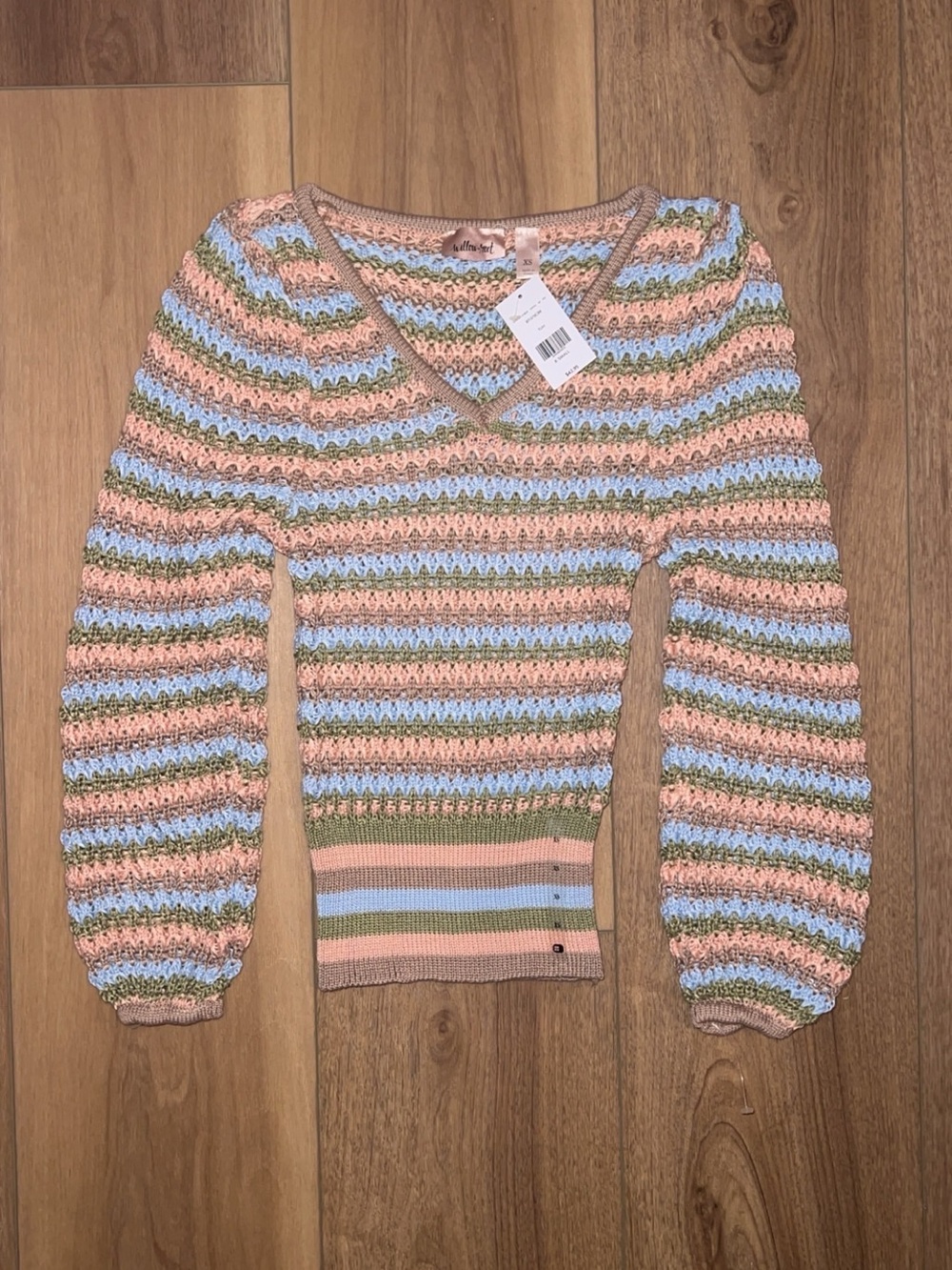 Willow Root - V-Neck Pastel Stripe Sweater